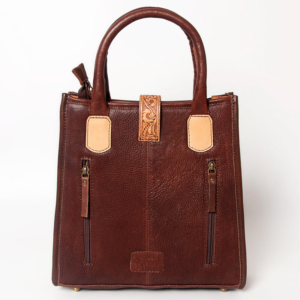 LC-ADBGA279 American Darling Cowhide Tote with Tooled Leather & Tassel Genuine Hair-On Hide