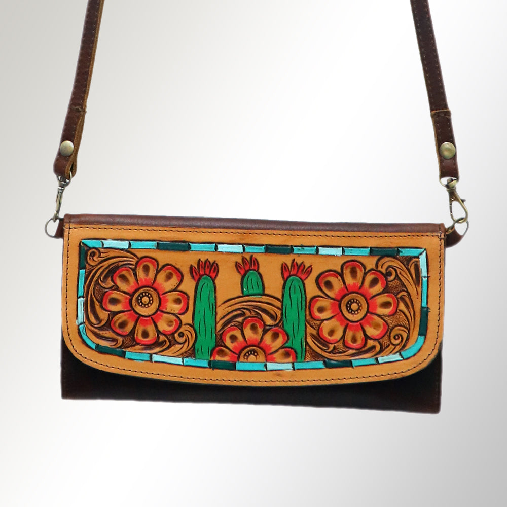 ADBGM102 Western Floral Tooled Leather Wallet - Boho Rodeo Clutch