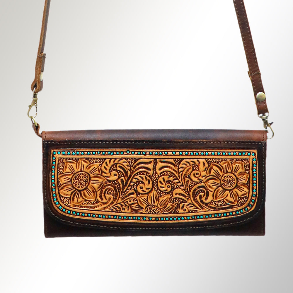 ADBGM102 Western Floral Tooled Leather Wallet - by American Darling