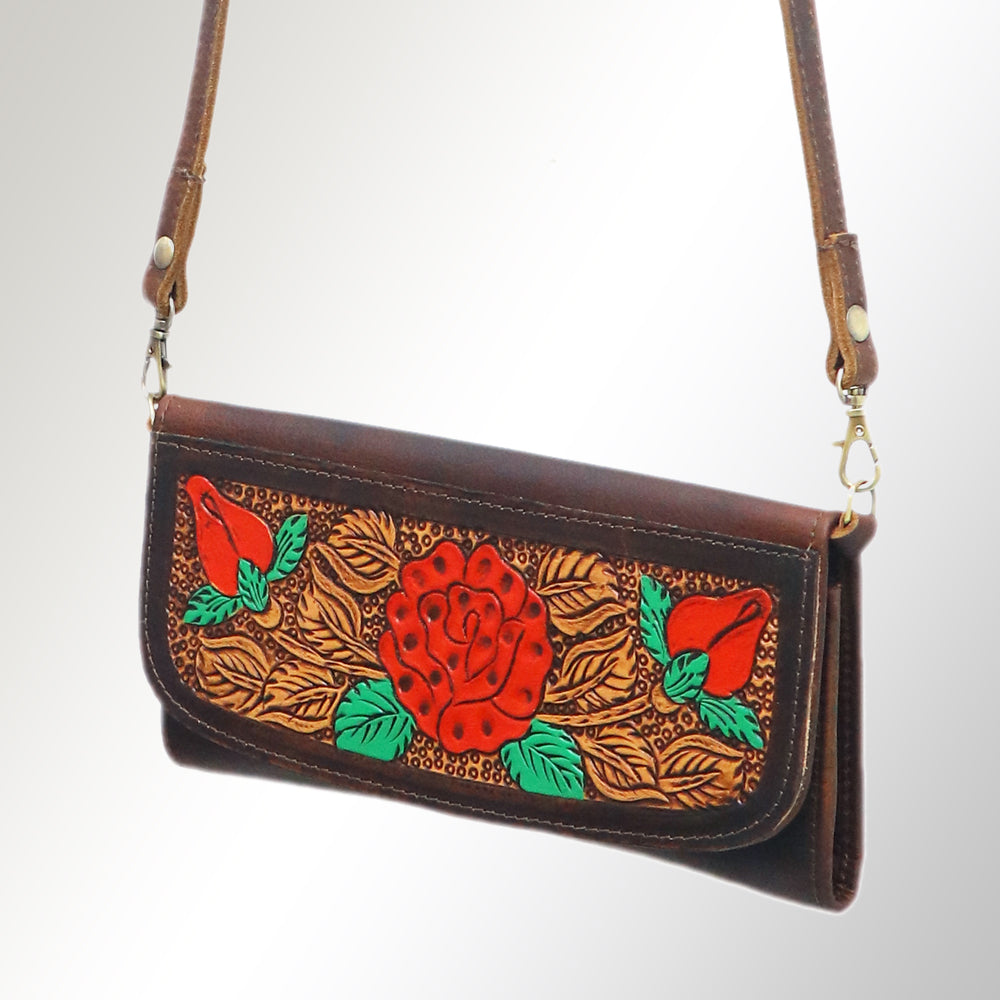 ADBGM102 Western Floral Tooled Leather Wallet - Boho Rodeo Clutch