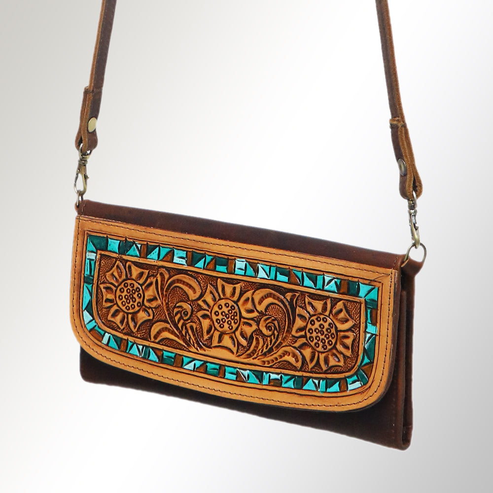 ADBGM102 Western Floral Tooled Leather Wallet - by American Darling