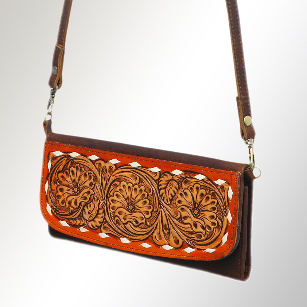 ADBGM102 Western Floral Tooled Leather Wallet - by American Darling