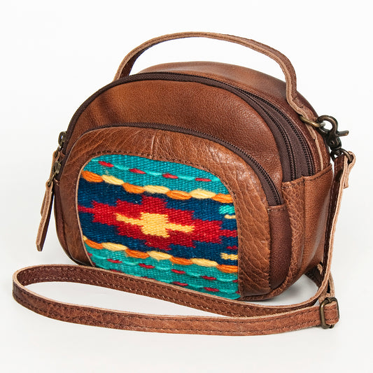 ADBG888 American Darling Saddle Blanket & Leather Mini Camera Crossbody Bag with Top Handle & Crossbody Strap