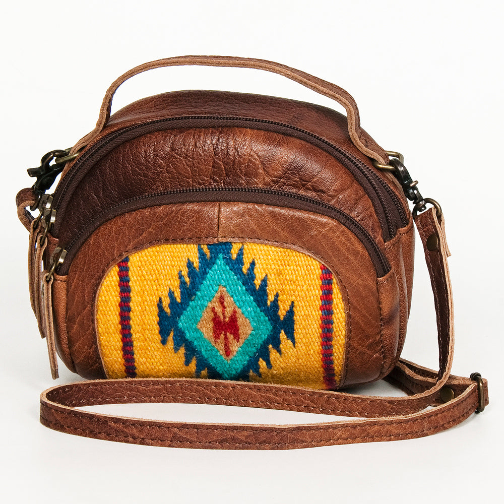 LC-ADBG888 Saddle Blanket & Leather Mini Camera Bag with Top Handle & Crossbody Strap