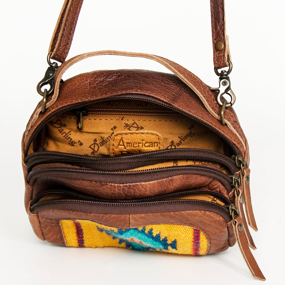 LC-ADBG888 Saddle Blanket & Leather Mini Camera Bag with Top Handle & Crossbody Strap