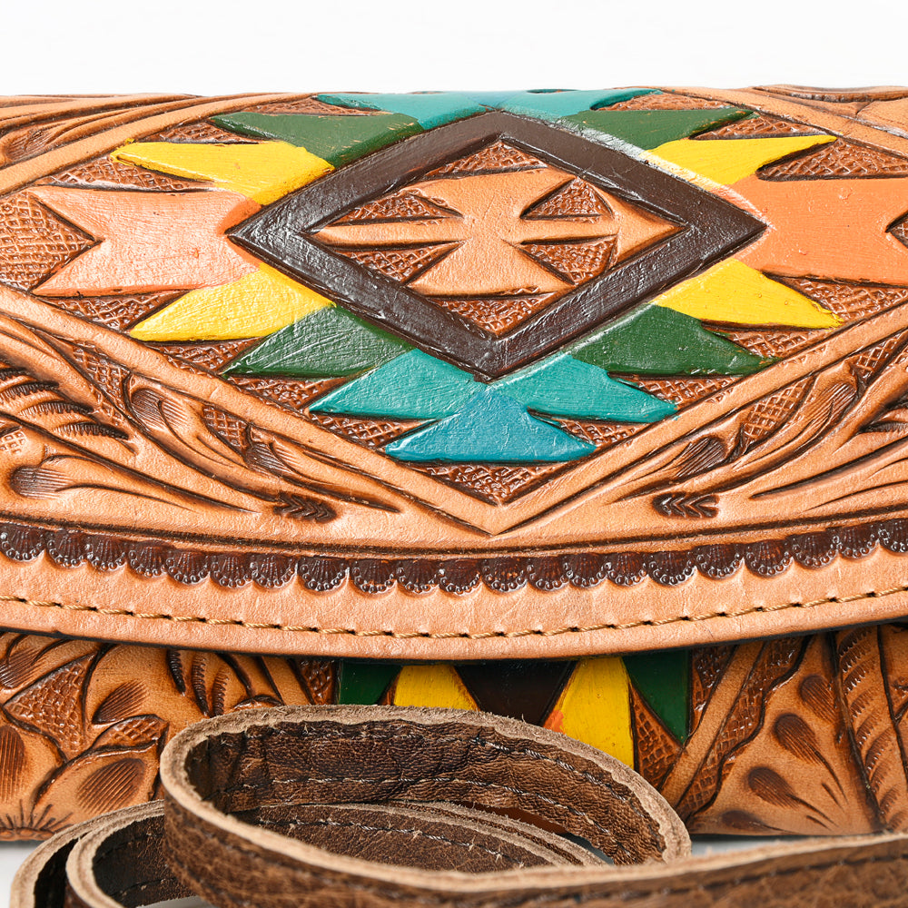 ADBG889 Hand-Tooled Floral Leather Crossbody Clutch American Darling