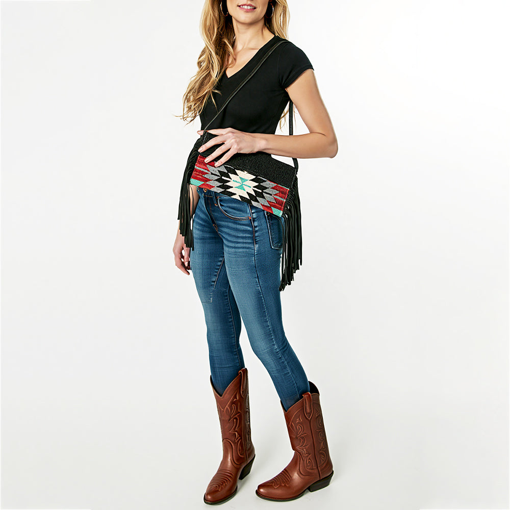 ADBG1128A American Darling Saddle Blanket Crossbody | Western Fringe Leather Purse