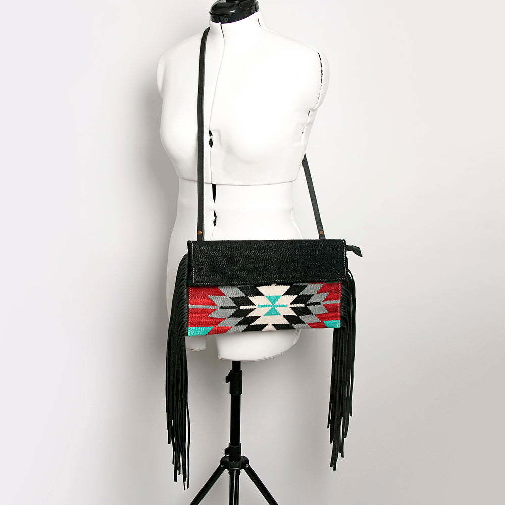ADBG1128A American Darling Saddle Blanket Crossbody | Western Fringe Leather Purse