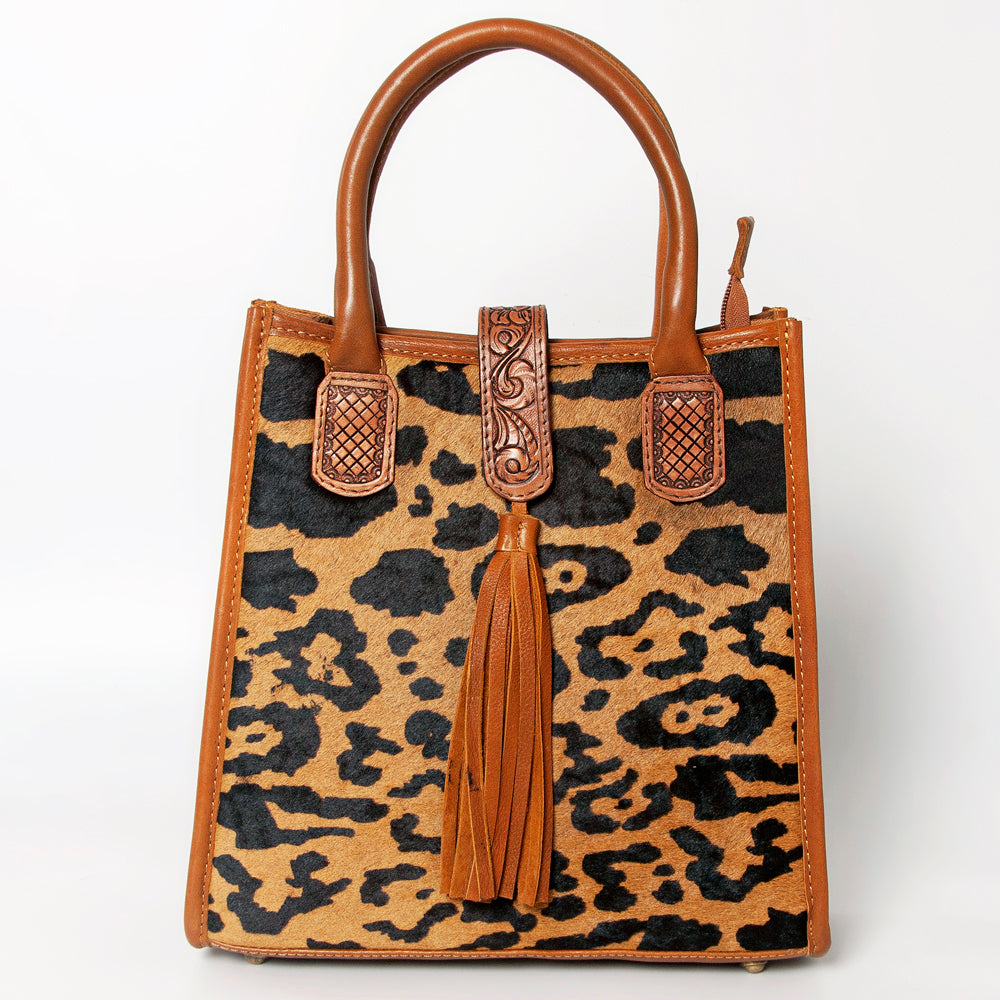 LC-ADBGA279 American Darling Cowhide Tote with Tooled Leather & Tassel Genuine Hair-On Hide