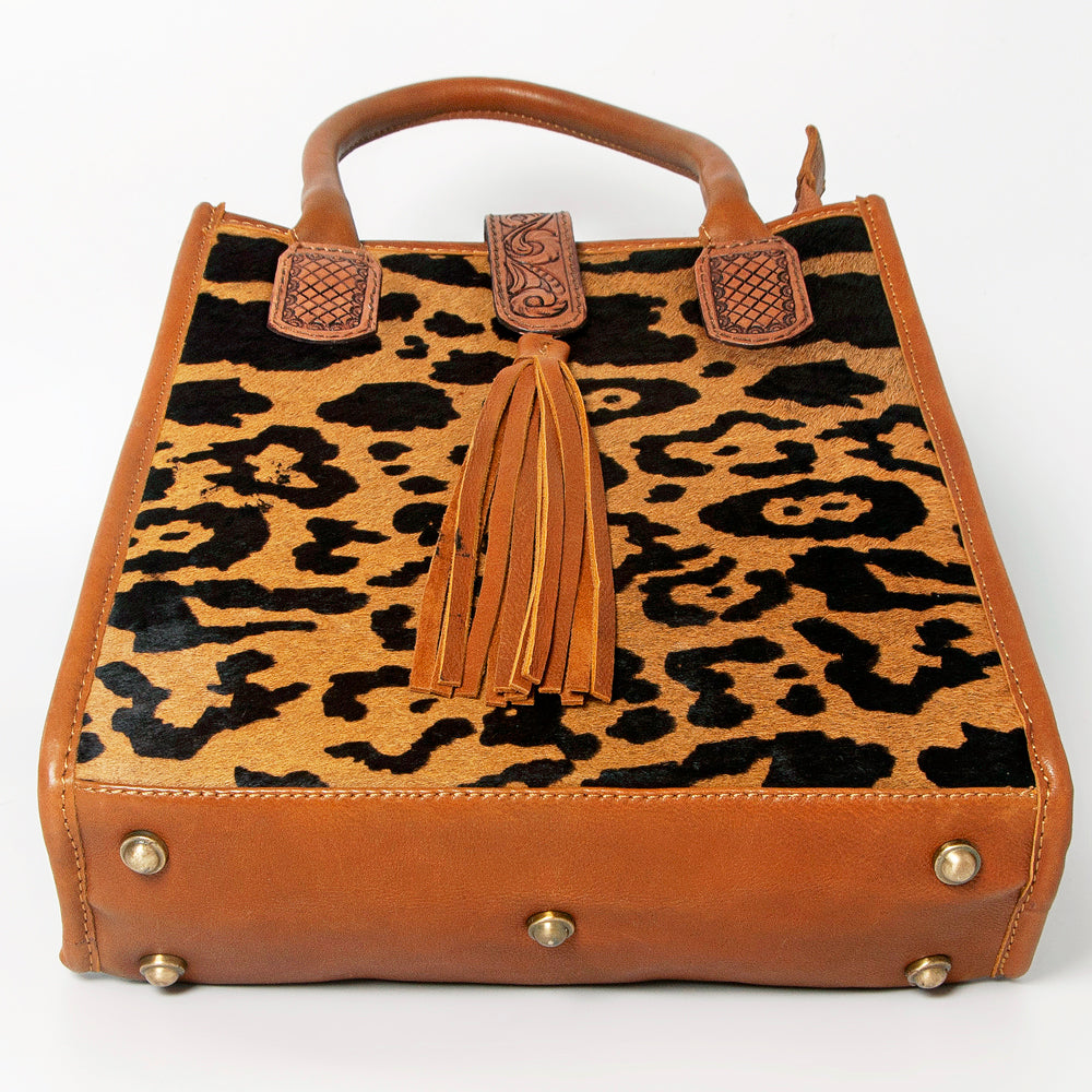 LC-ADBGA279 American Darling Cowhide Tote with Tooled Leather & Tassel Genuine Hair-On Hide