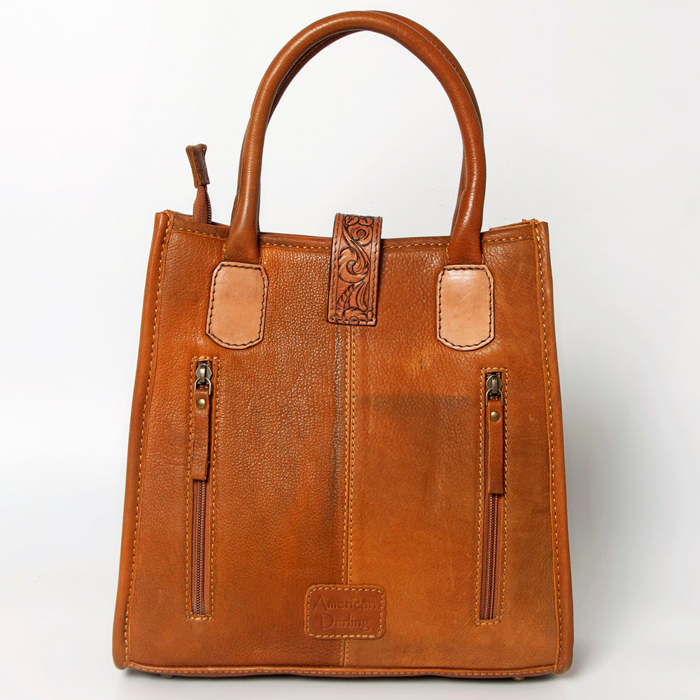 LC-ADBGA279 American Darling Cowhide Tote with Tooled Leather & Tassel Genuine Hair-On Hide