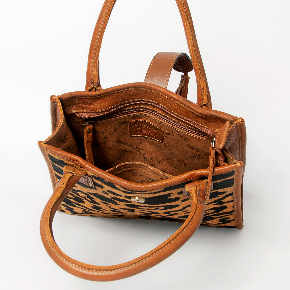 LC-ADBGA279 American Darling Cowhide Tote with Tooled Leather & Tassel Genuine Hair-On Hide