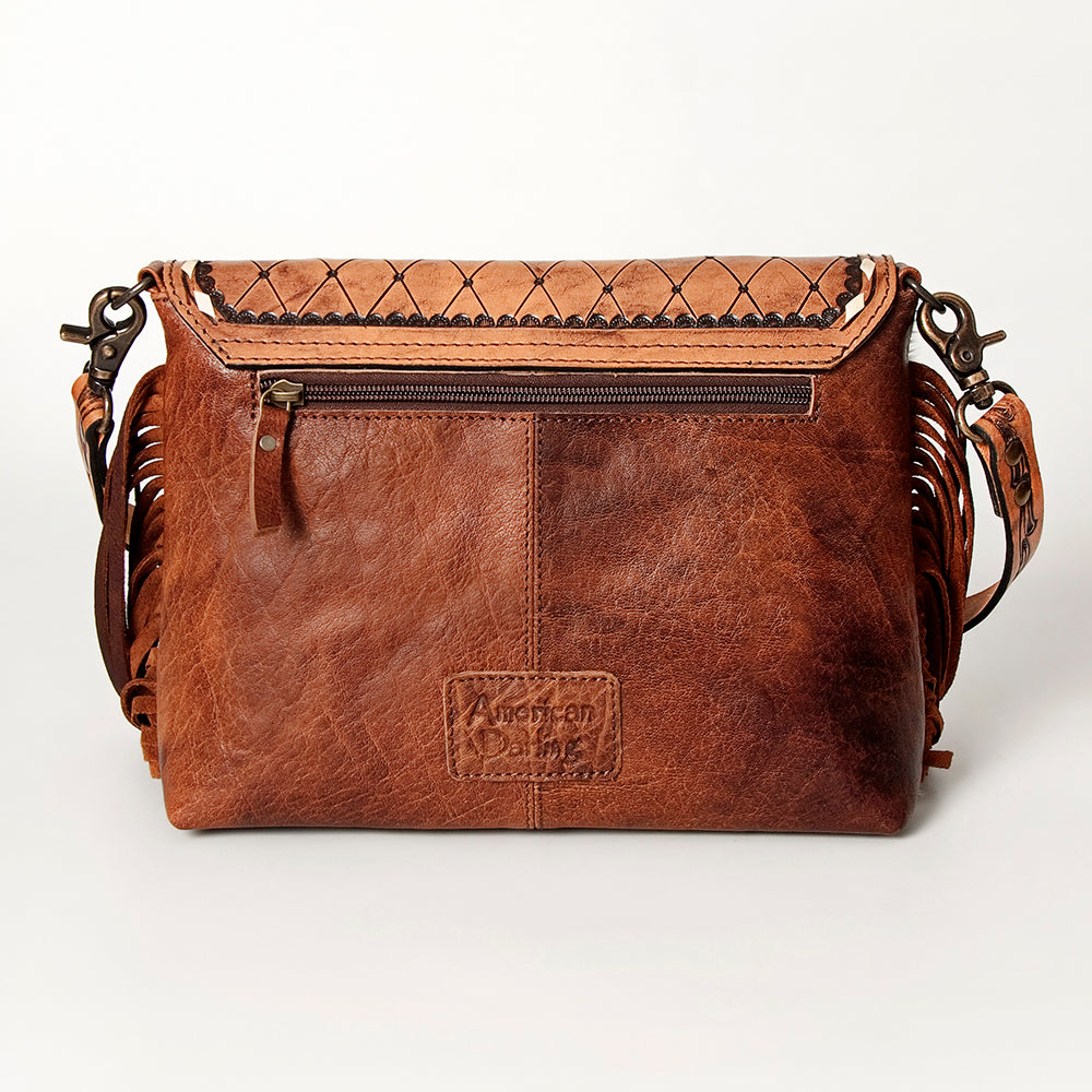 ADBG843 Hand-Tooled Crossbody Bag with Hair-On Cowhide & Genuine Leather