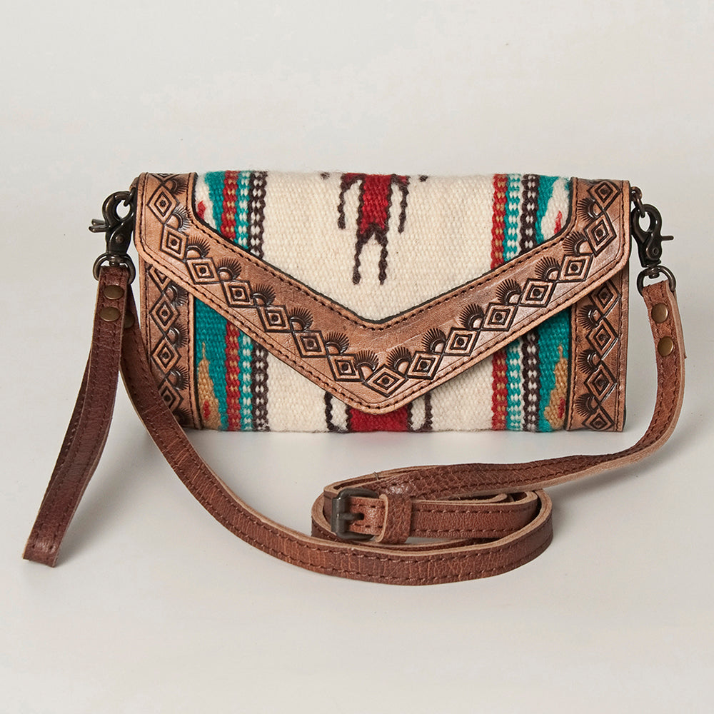 LC-ADBG906 Western Envelope Crossbody Bag Handwoven Wool & Tooled Leather by American Darling