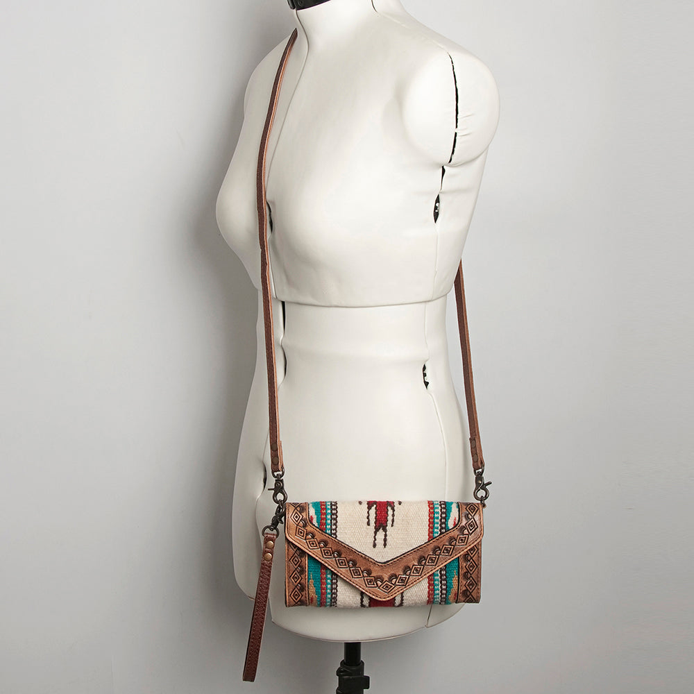 LC-ADBG906 Western Envelope Crossbody Bag Handwoven Wool & Tooled Leather by American Darling