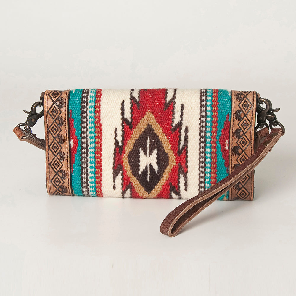 LC-ADBG906 Western Envelope Crossbody Bag Handwoven Wool & Tooled Leather by American Darling