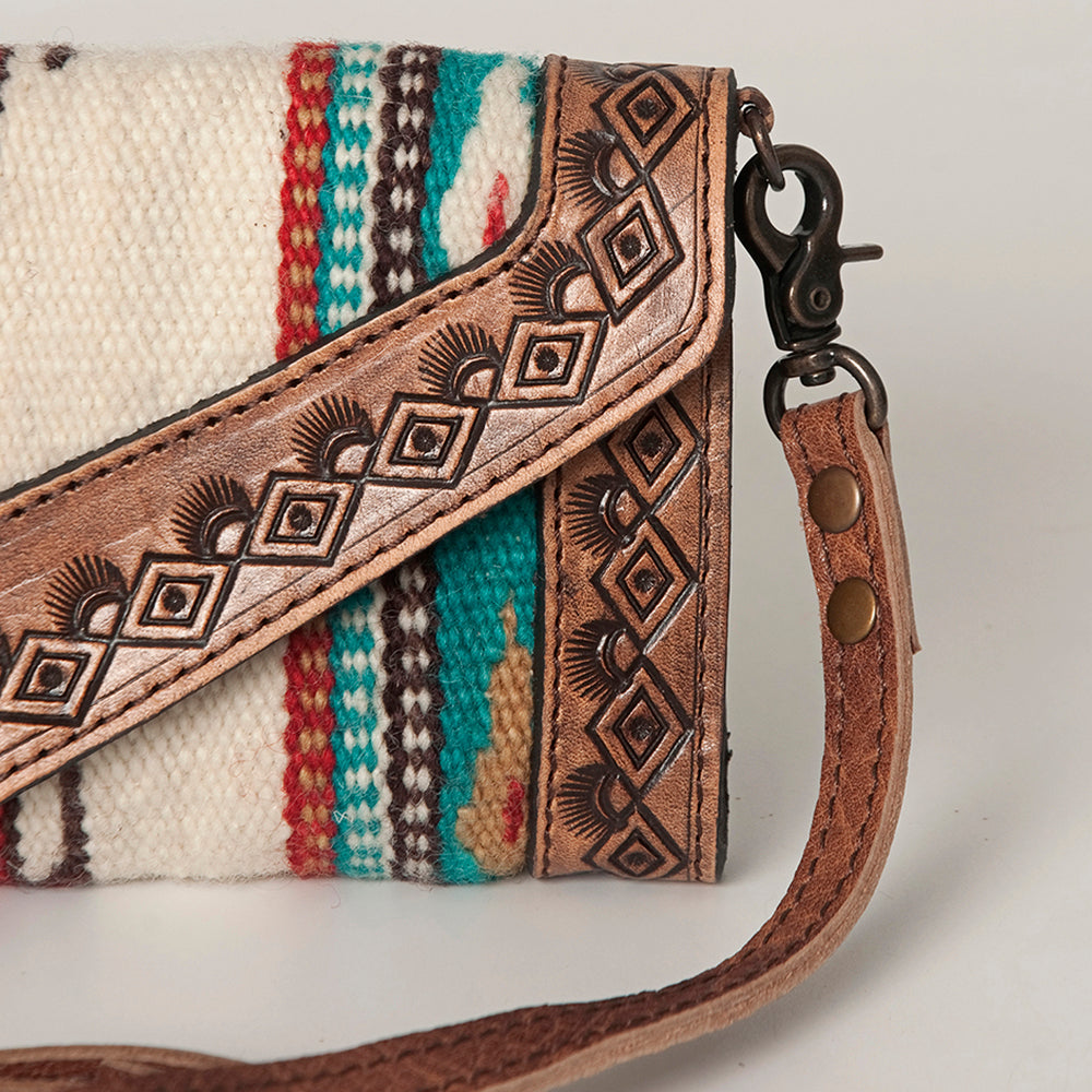 LC-ADBG906 Western Envelope Crossbody Bag Handwoven Wool & Tooled Leather by American Darling