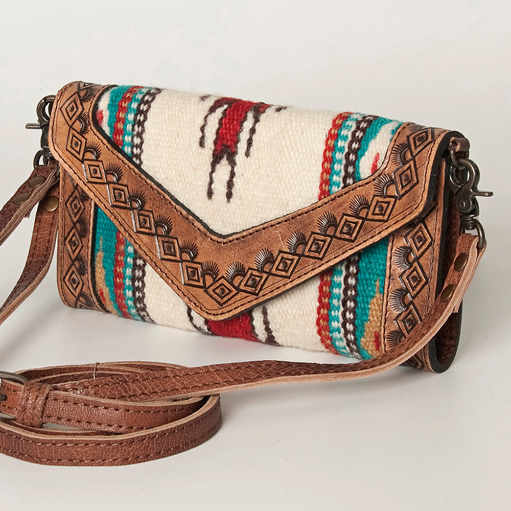 LC-ADBG906 Western Envelope Crossbody Bag Handwoven Wool & Tooled Leather by American Darling