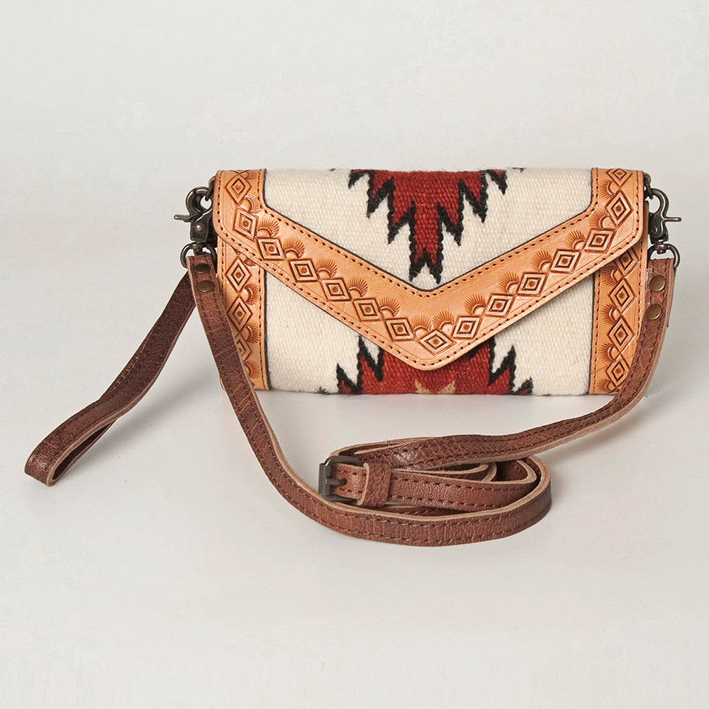 LC-ADBG906 Western Envelope Crossbody Bag Handwoven Wool & Tooled Leather by American Darling