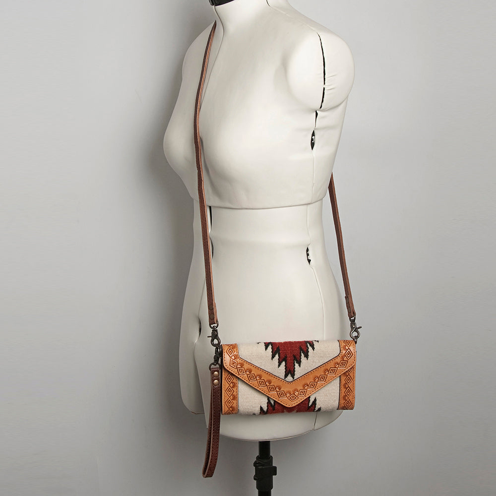 LC-ADBG906 Western Envelope Crossbody Bag Handwoven Wool & Tooled Leather by American Darling