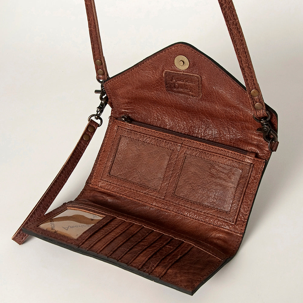 LC-ADBG906 Western Envelope Crossbody Bag Handwoven Wool & Tooled Leather by American Darling