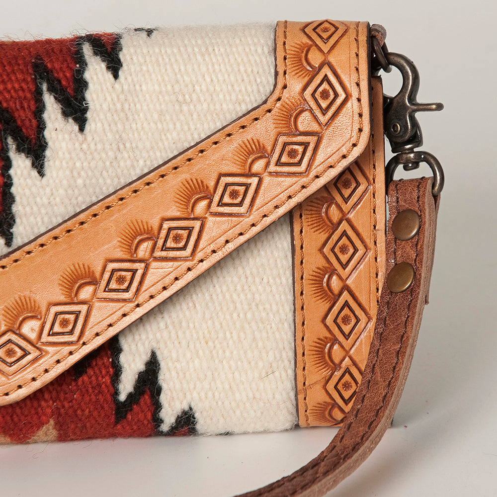 LC-ADBG906 Western Envelope Crossbody Bag Handwoven Wool & Tooled Leather by American Darling