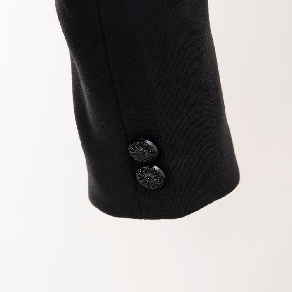 LC-ADBZ011 Women's Western Blazer with Tooled Leather Lapels - Black Tailored Jacket