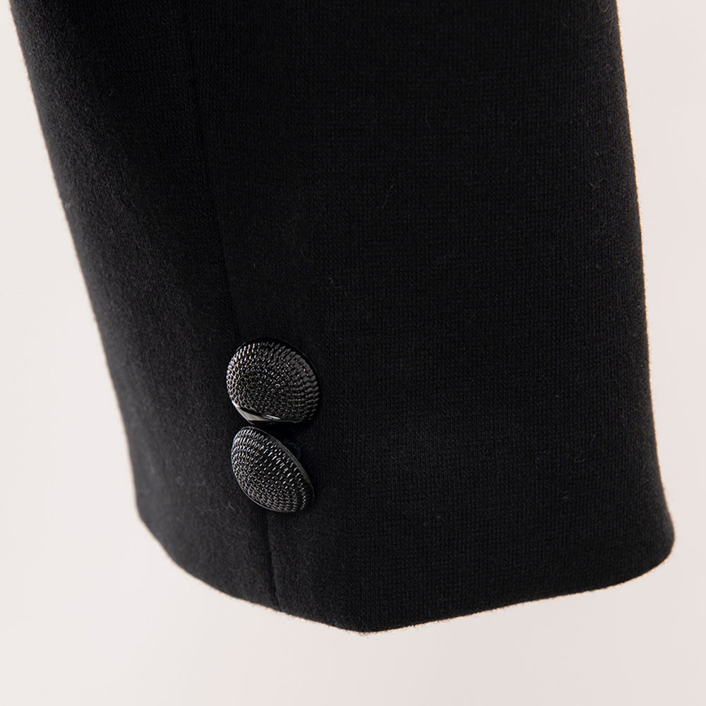 LC-ADBZ012 Women's Western Blazer with Ornate Tooled Leather Lapels - Black Tailored Floral Jacket