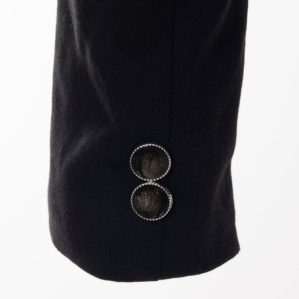 LC-ADBZ014 Women's Black Western Blazer with Swirl Tooled Leather Lapels - Tailored Cowgirl Jacket