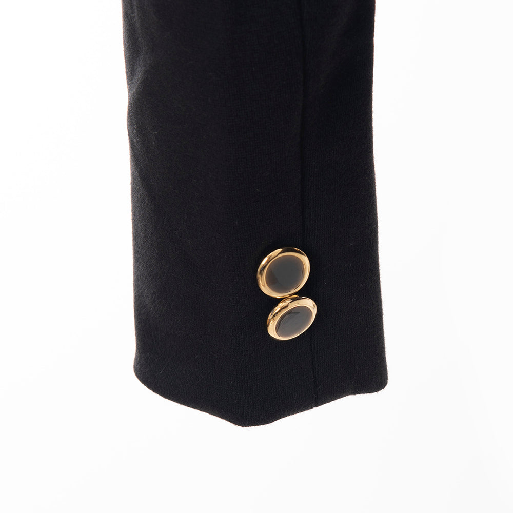 LC-ADBZ015 Women's Western Blazer with Tooled Leather Lapels & Zipper Detail - Tailored Black Jacket