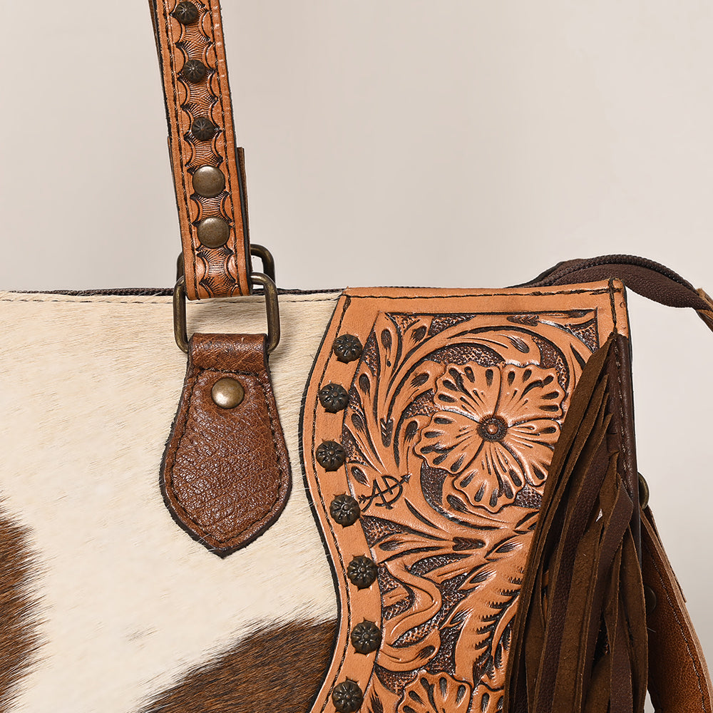 ADBGI189 Tote Hair On Hand Tooled Genuine Western Leather Women Bag