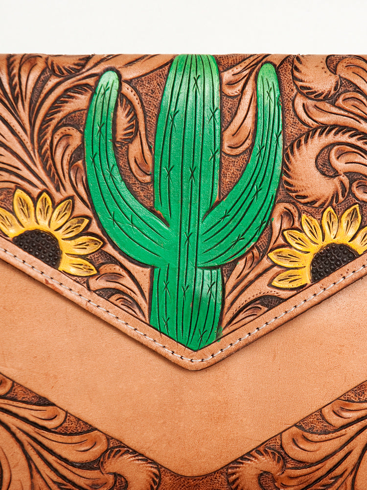 LC-ADBGA290 American Darling Hand Tooled Leather Crossbody with Floral design & Fringe