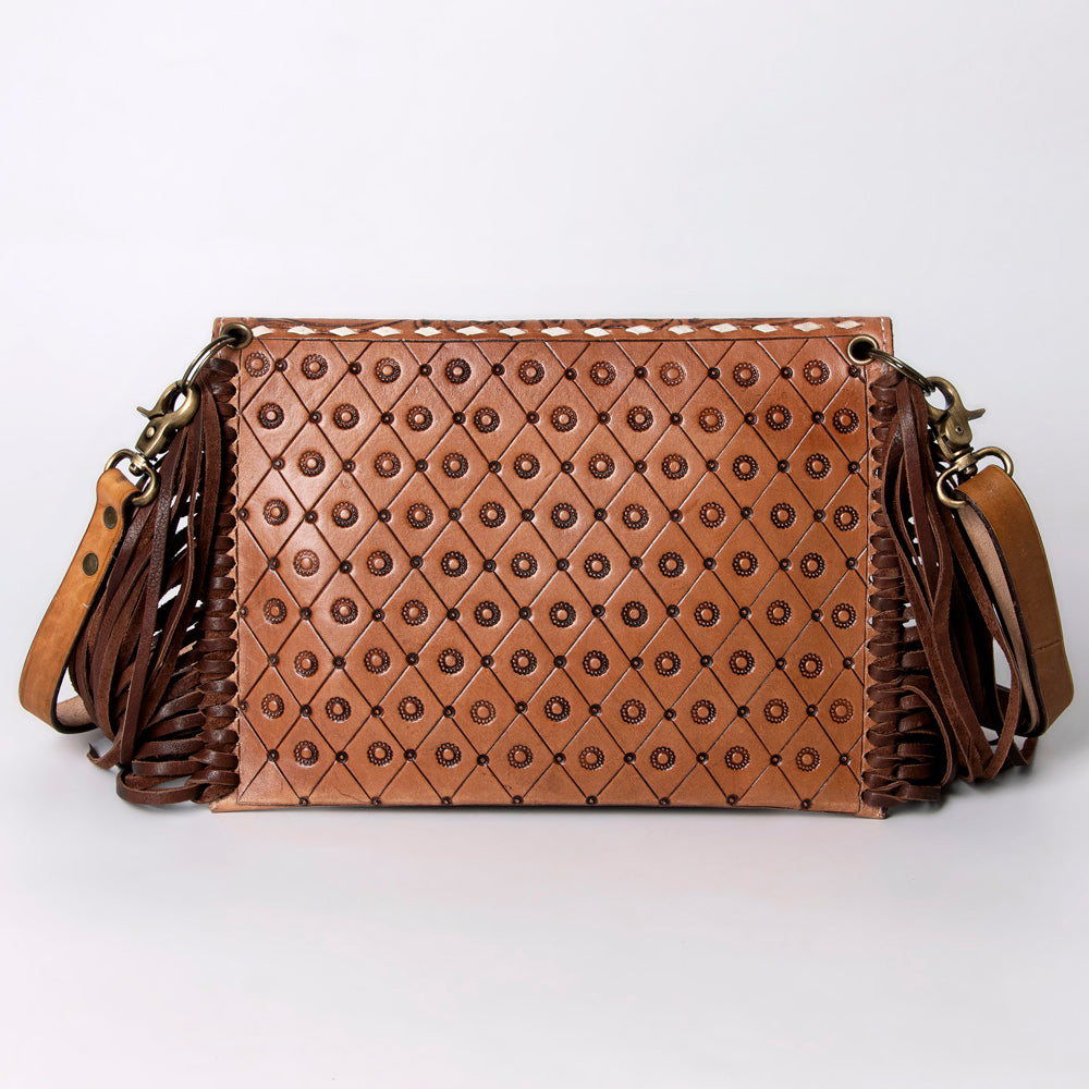 LC-ADBGA290 American Darling Hand Tooled Leather Crossbody with Floral design & Fringe
