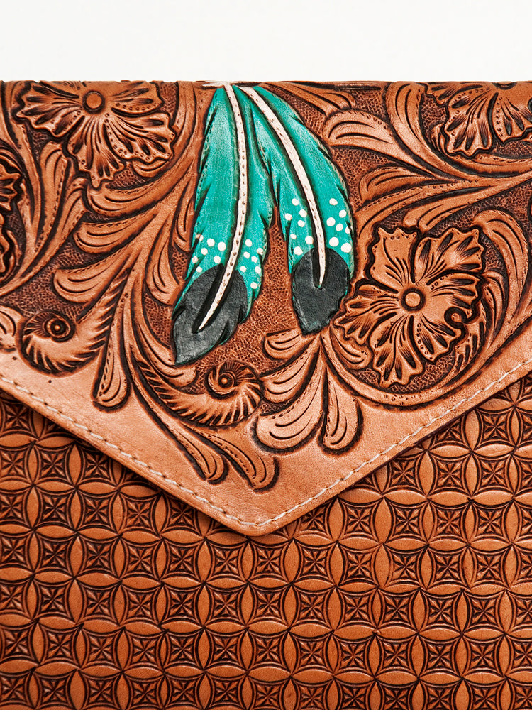 LC-ADBGA290 American Darling Hand Tooled Leather Crossbody with Floral design & Fringe