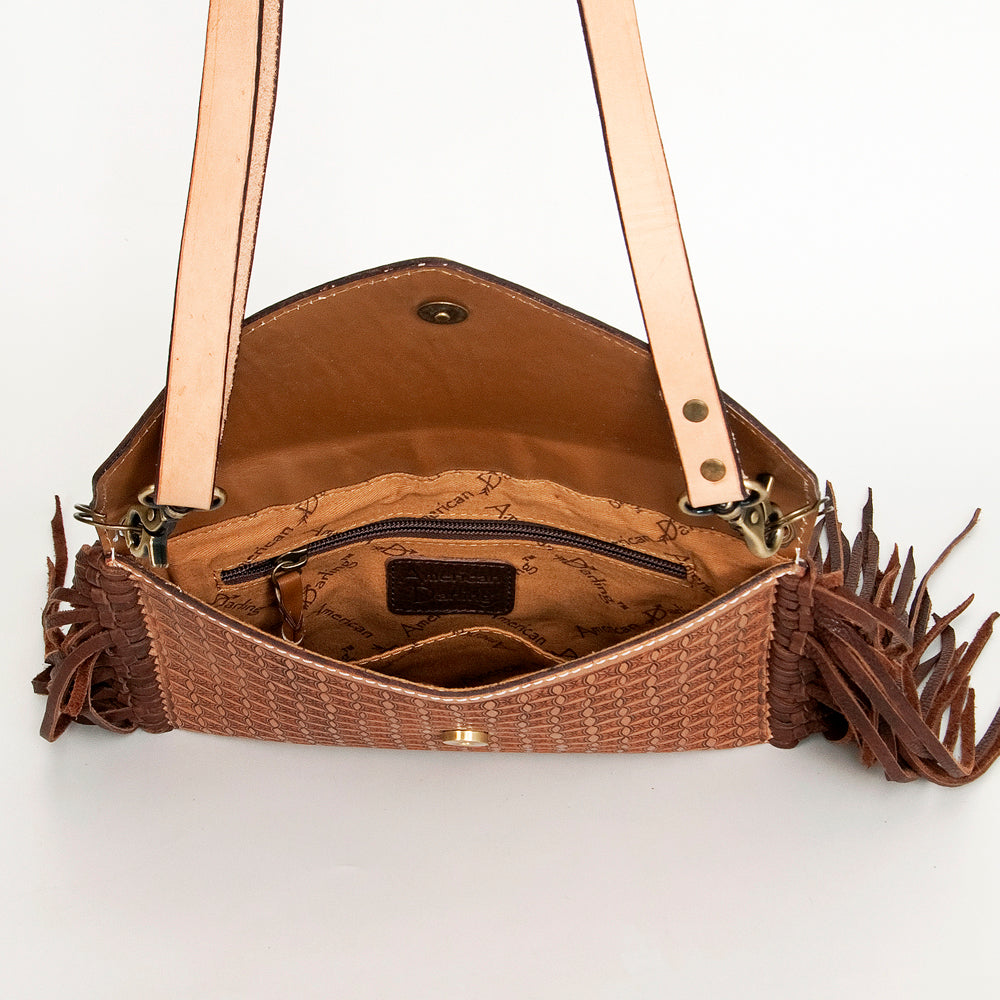 LC-ADBGA290 American Darling Hand Tooled Leather Crossbody with Floral design & Fringe