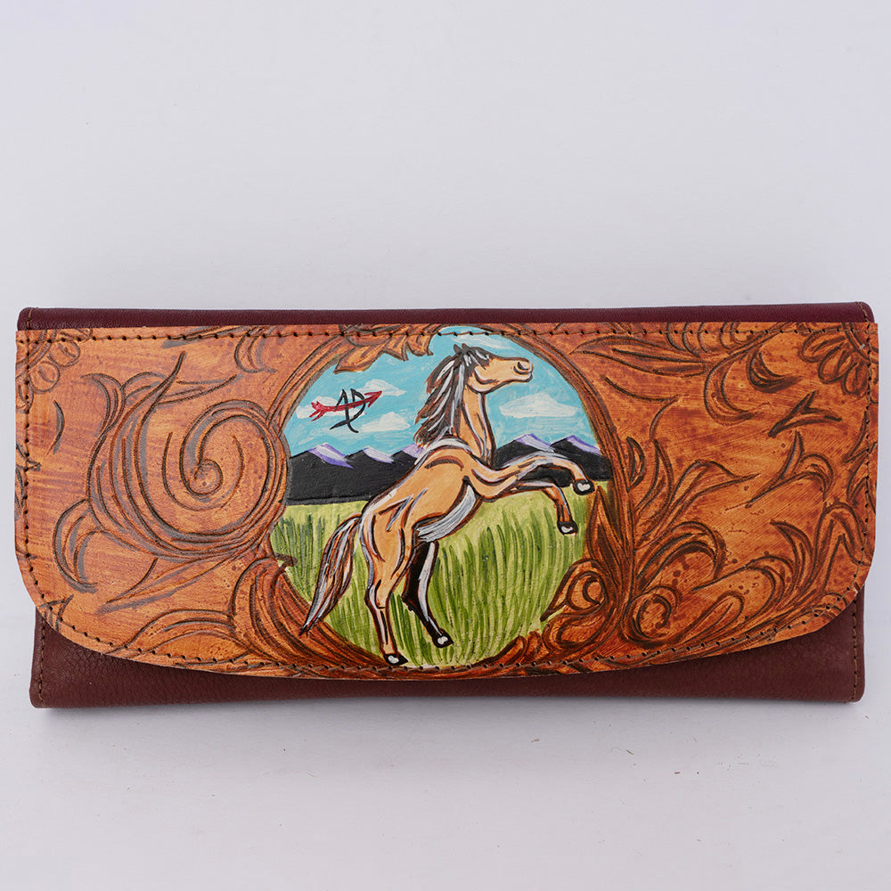 ADBGM112 Hand-Painted Leather Wallet Clutch - Western Design by American Darling