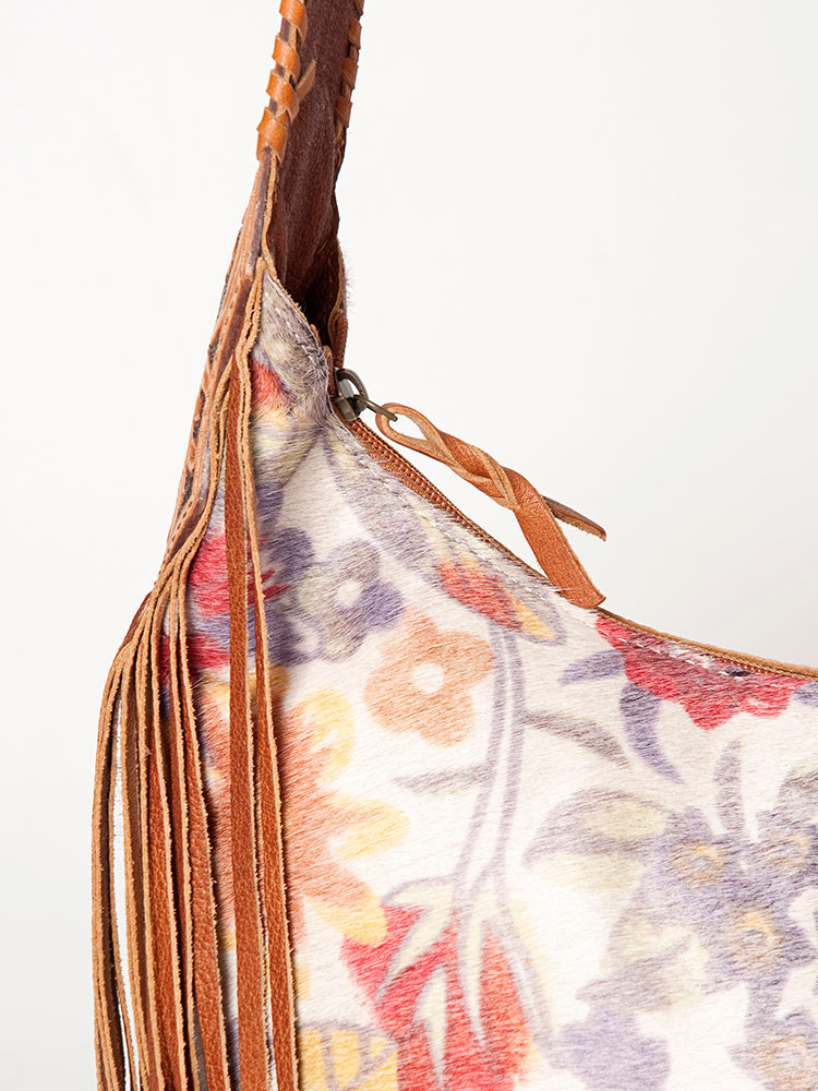 ADBG803 American Darling Handcrafted Cowhide Hobo Bag Tooled Leather Fringe Shoulder Bag