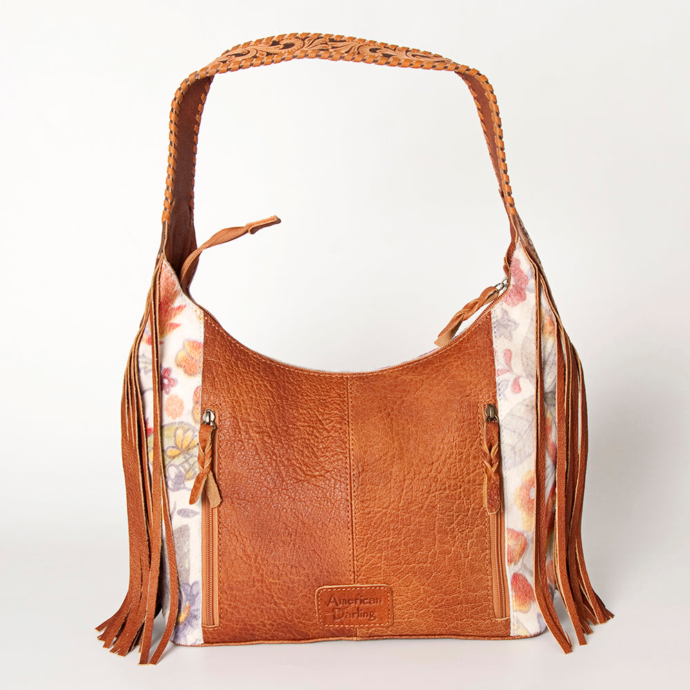 ADBG803 American Darling Handcrafted Cowhide Hobo Bag Tooled Leather Fringe Shoulder Bag