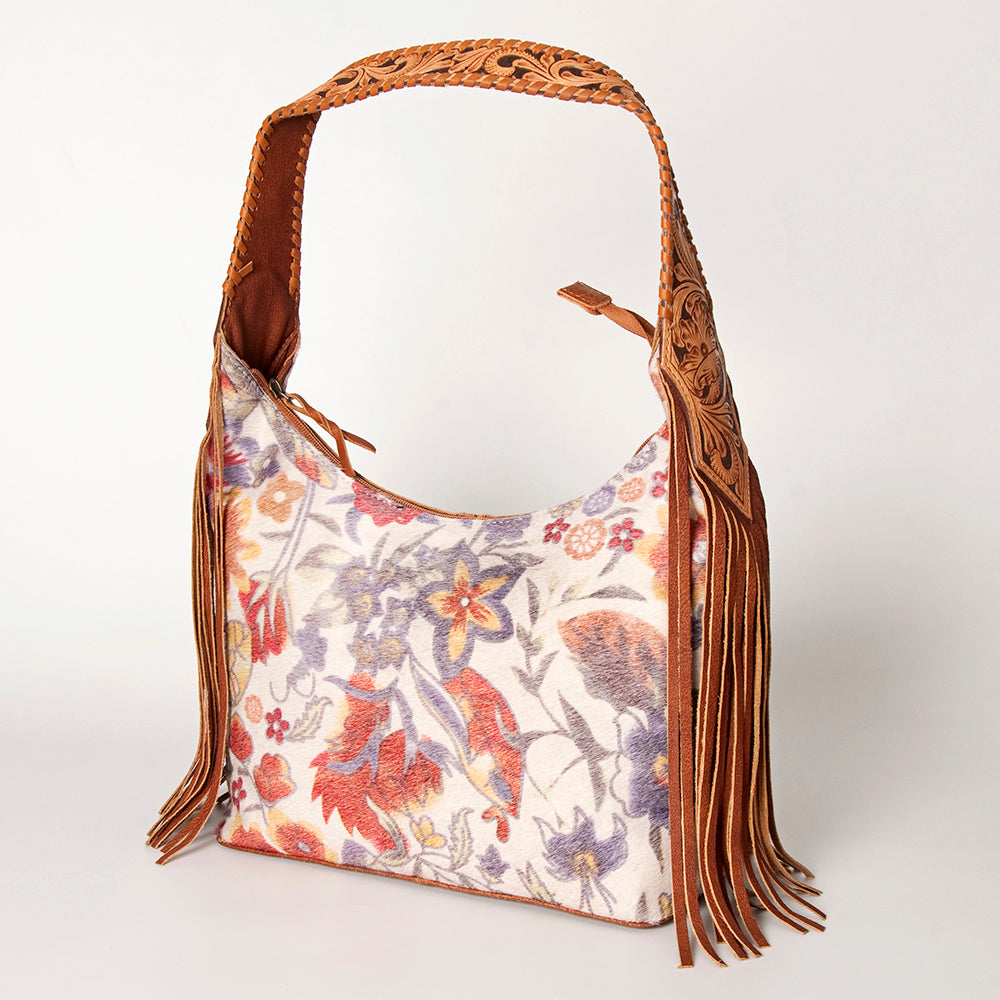 ADBG803 American Darling Handcrafted Cowhide Hobo Bag Tooled Leather Fringe Shoulder Bag