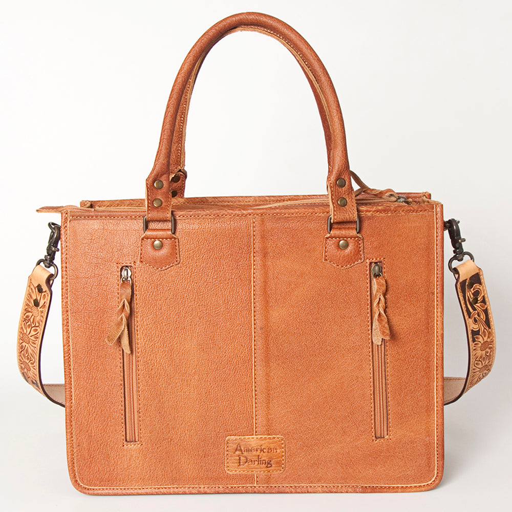 ADBG230 American Darling Western Tote Bag - Handcrafted Hair-On Cowhide & Hand-Tooled Leather
