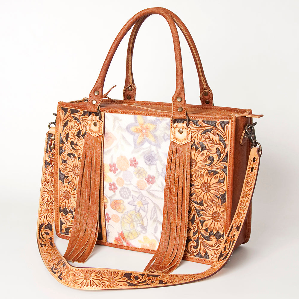 ADBG230 American Darling Western Tote Bag - Handcrafted Hair-On Cowhide & Hand-Tooled Leather