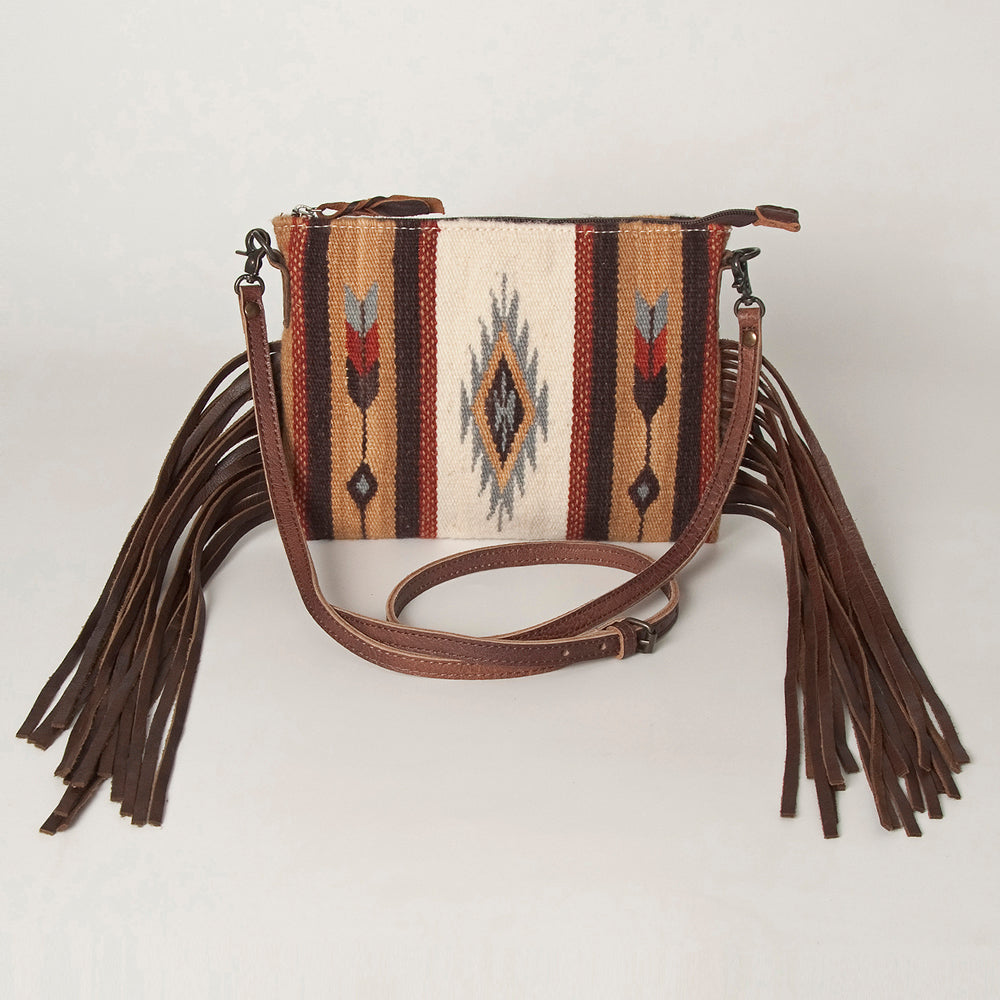 ADBG236 American Darling Cross body Bag with Woven Saddle Blanket & Fringes
