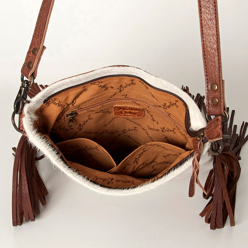 ADBGS192 Cowhide Large Crossbody Bag with Tooled Strap & Fringe - Western Rodeo Purse