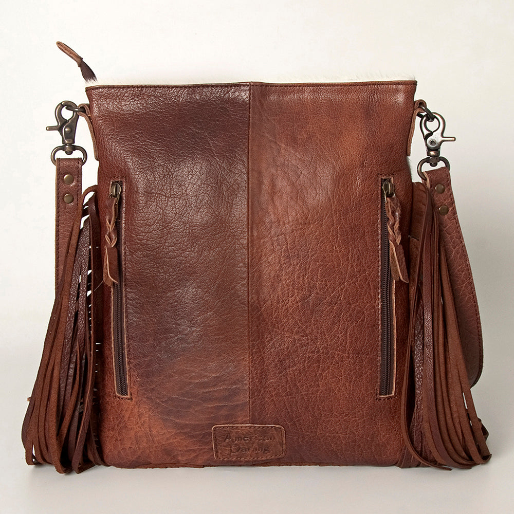 ADBGS192 Cowhide Large Crossbody Bag with Tooled Strap & Fringe - Western Rodeo Purse