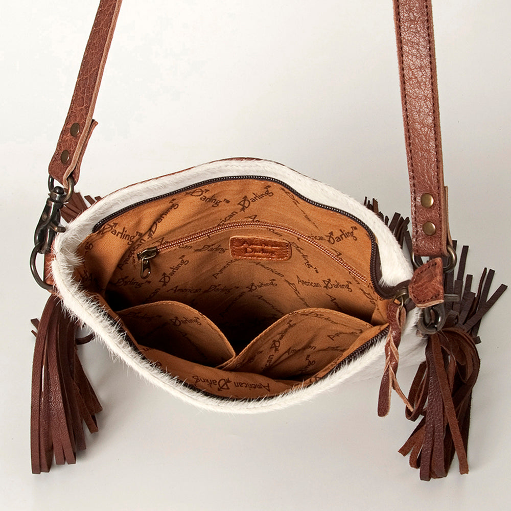 ADBGS192 Cowhide Large Crossbody Bag with Tooled Strap & Fringe - Western Rodeo Purse
