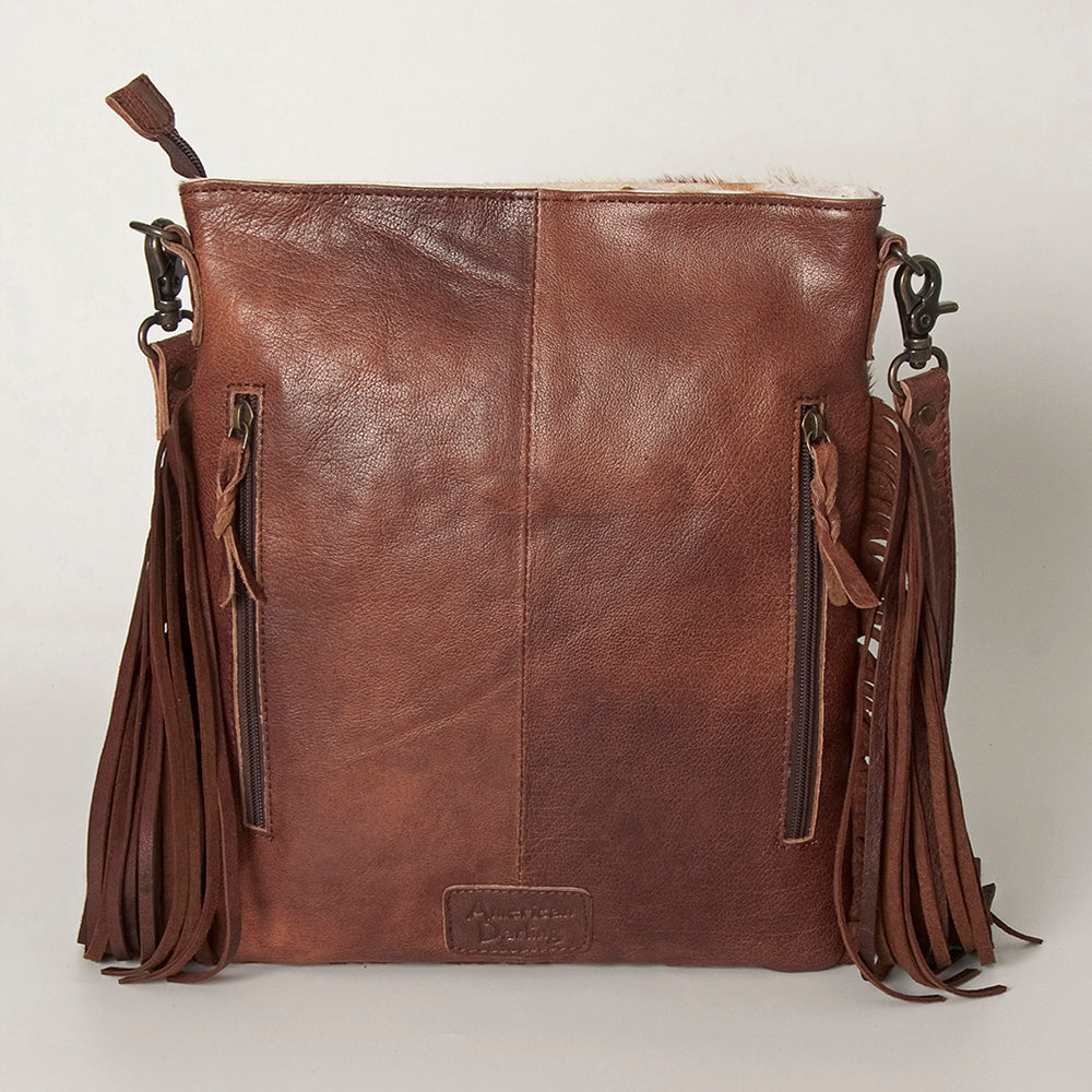 ADBGS192 Cowhide Large Crossbody Bag with Tooled Strap & Fringe - Western Rodeo Purse