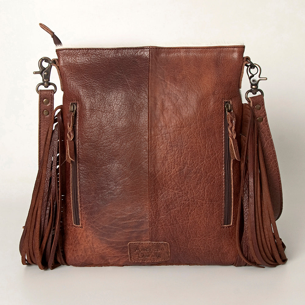 ADBGS192 Cowhide Large Crossbody Bag with Tooled Strap & Fringe - Western Rodeo Purse