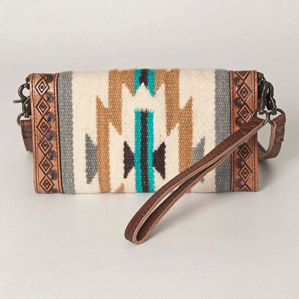 LC-ADBG906 Western Envelope Crossbody Bag Handwoven Wool & Tooled Leather by American Darling