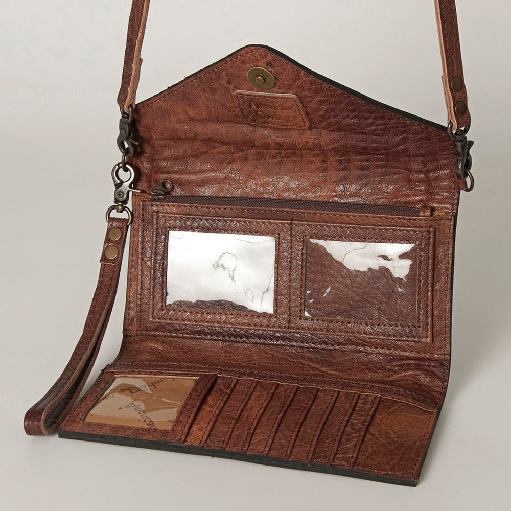 LC-ADBG906 Western Envelope Crossbody Bag Handwoven Wool & Tooled Leather by American Darling