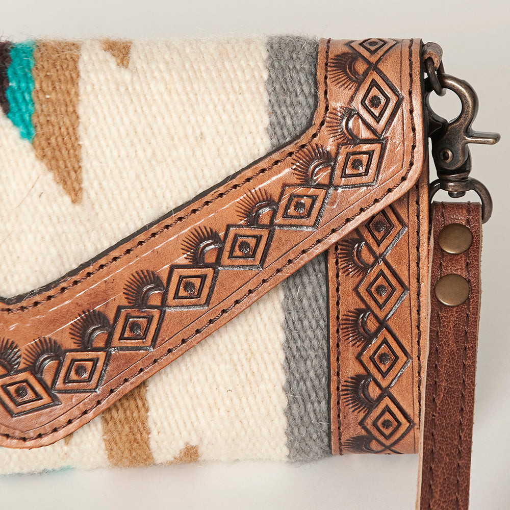 LC-ADBG906 Western Envelope Crossbody Bag Handwoven Wool & Tooled Leather by American Darling
